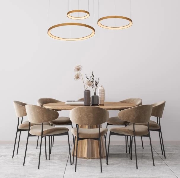 Lucide Premium VIDAL - Pendant light - Ø 78 cm - LED Dim. - 1x120W 2700K - Matt Gold / Brass - atmosphere 1